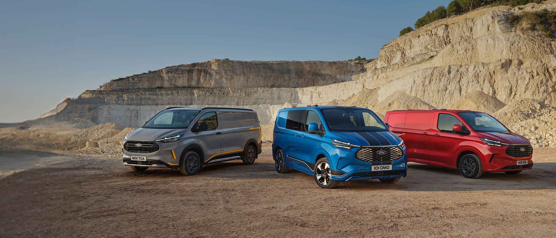 Ford E-Transit Custom in a range of colours