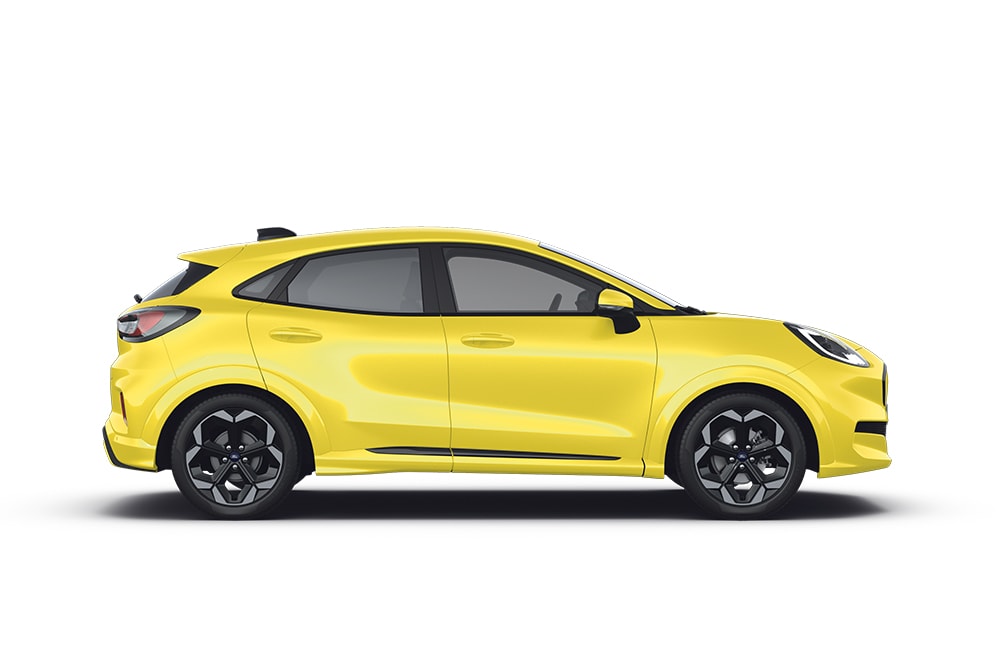 Ford Puma Gen-E amarelo, parte da gama SUV Ford.